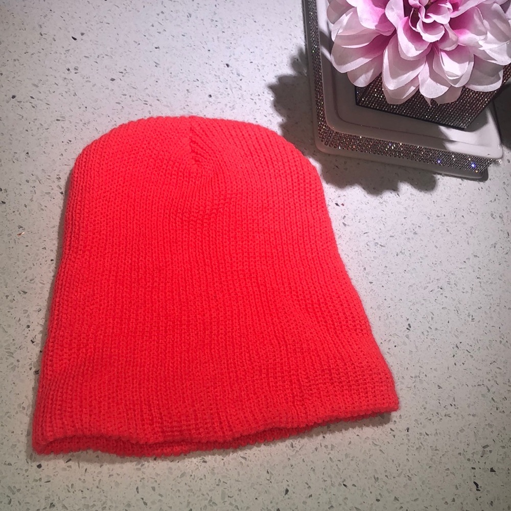 Coral toque hat neon pink garage knitted winter